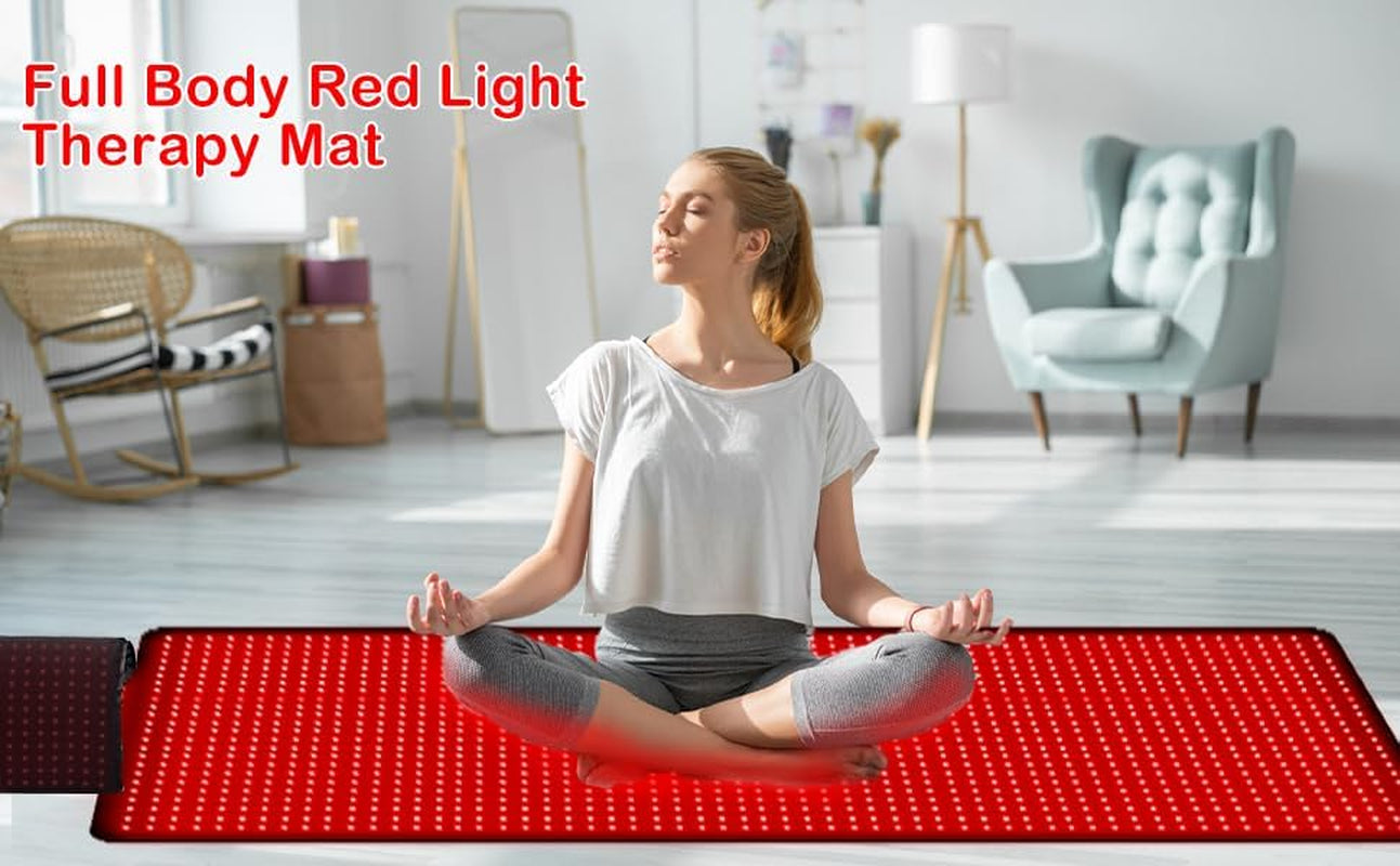 Red Light Therapy Mat for Full Body Pain Relief, 1560 LED Infrared Pad, Large Yoga Mat with Bonus Small Mat