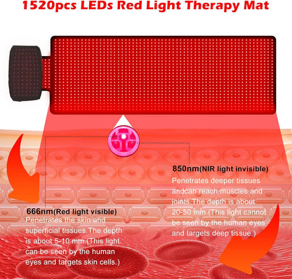 Red Light Therapy Mat for Full Body Pain Relief, 1560 LED Infrared Pad, Large Yoga Mat with Bonus Small Mat