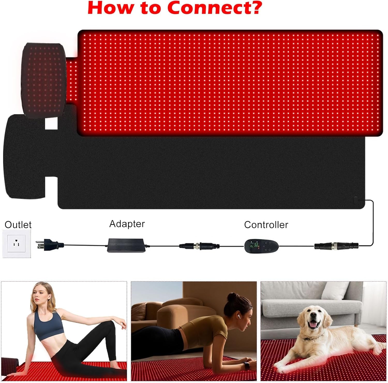 Red Light Therapy Mat for Full Body Pain Relief, 1560 LED Infrared Pad, Large Yoga Mat with Bonus Small Mat