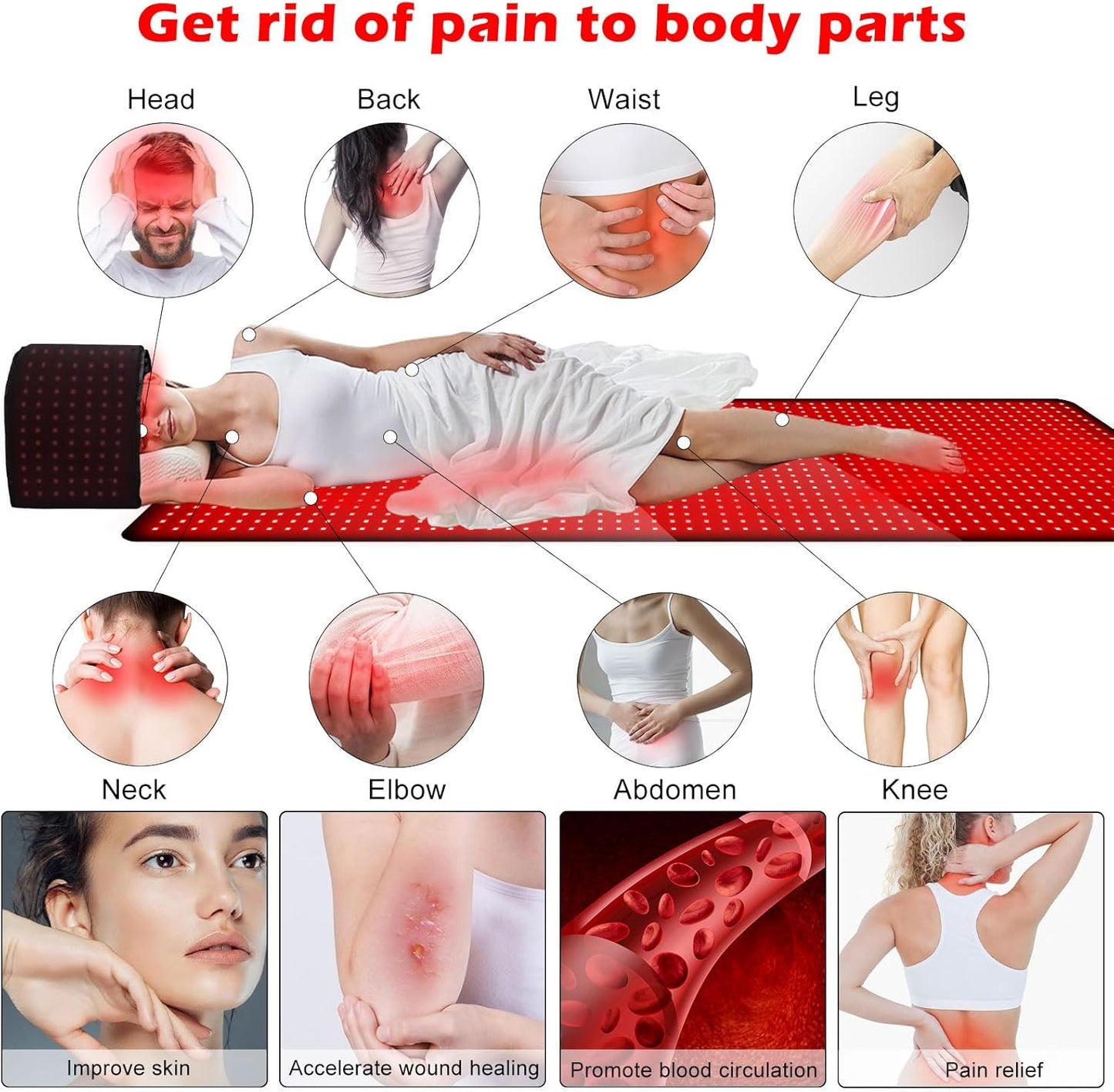 Red Light Therapy Mat for Full Body Pain Relief, 1560 LED Infrared Pad, Large Yoga Mat with Bonus Small Mat