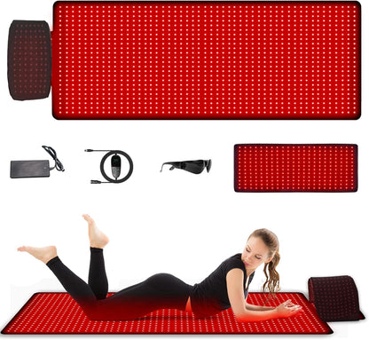 Red Light Therapy Mat for Full Body Pain Relief, 1560 LED Infrared Pad, Large Yoga Mat with Bonus Small Mat